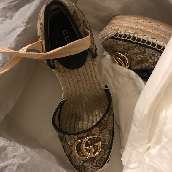 Gucci GG matelassé platform espadrille Wedge sandals - Picture 2 of 6
